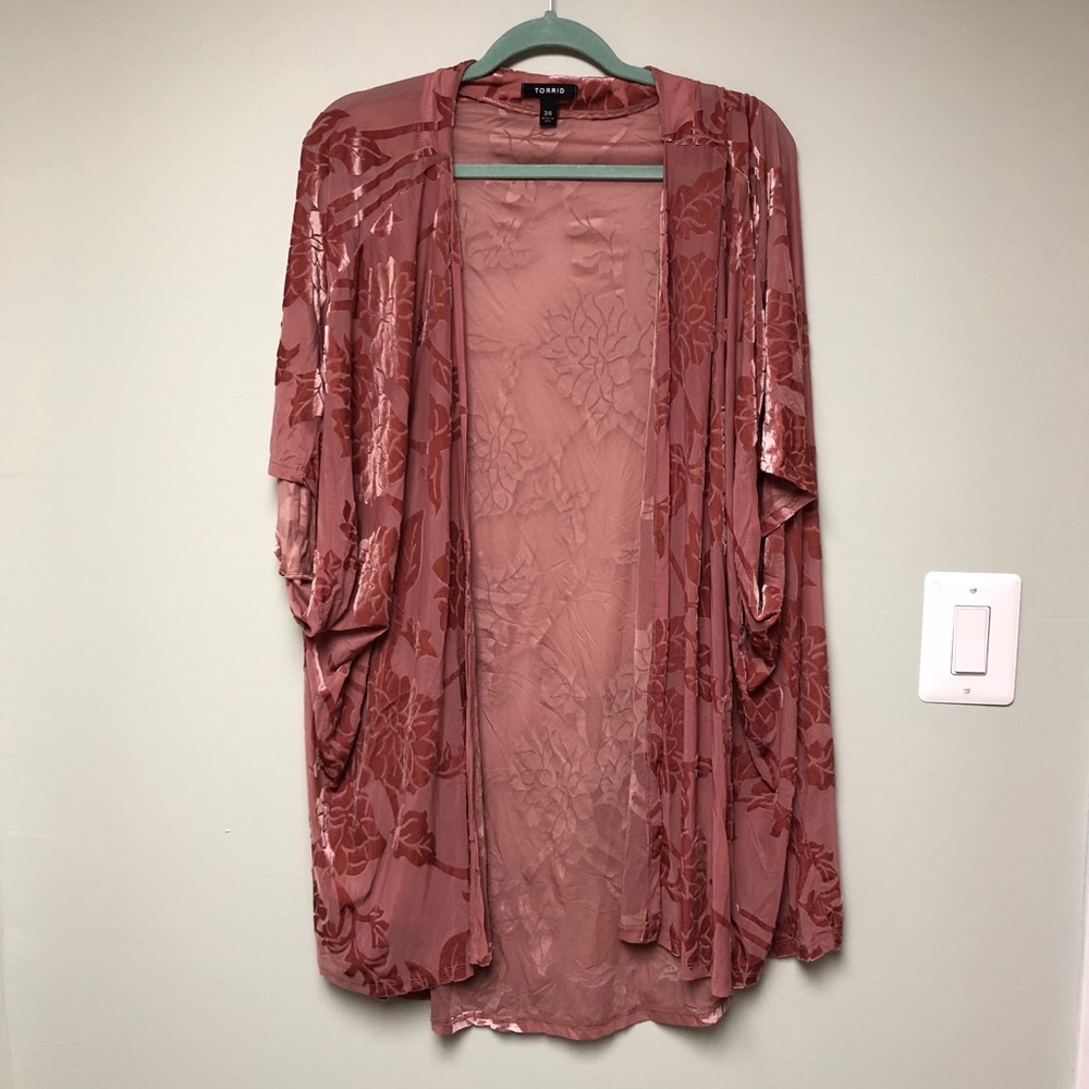 Velvet Floral Torrid Kimono Duster Size 3/4